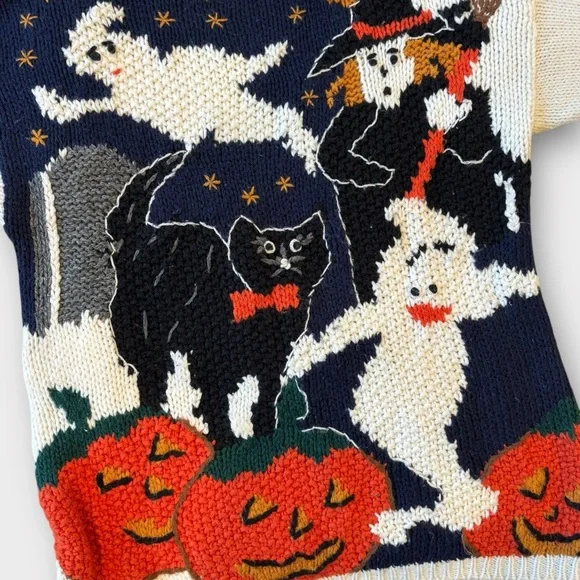 Vintage Colleen’s Collectibles | Hand Knit “Ugly” Halloween Sweater | M–XL - Picture 3 of 4